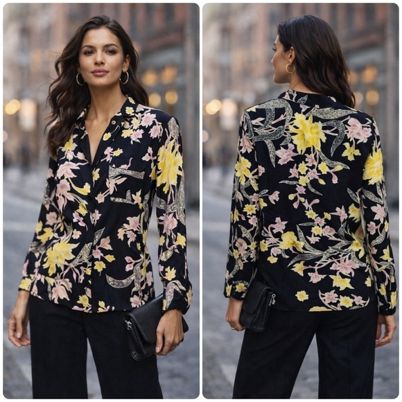Diane Von Furstenberg Tops - New! Diane Von Furstenberg Silk Floating Boquet Blouse S